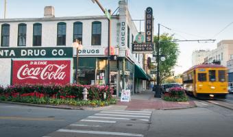 Downtown North Little Rock, Argenta and trolley.